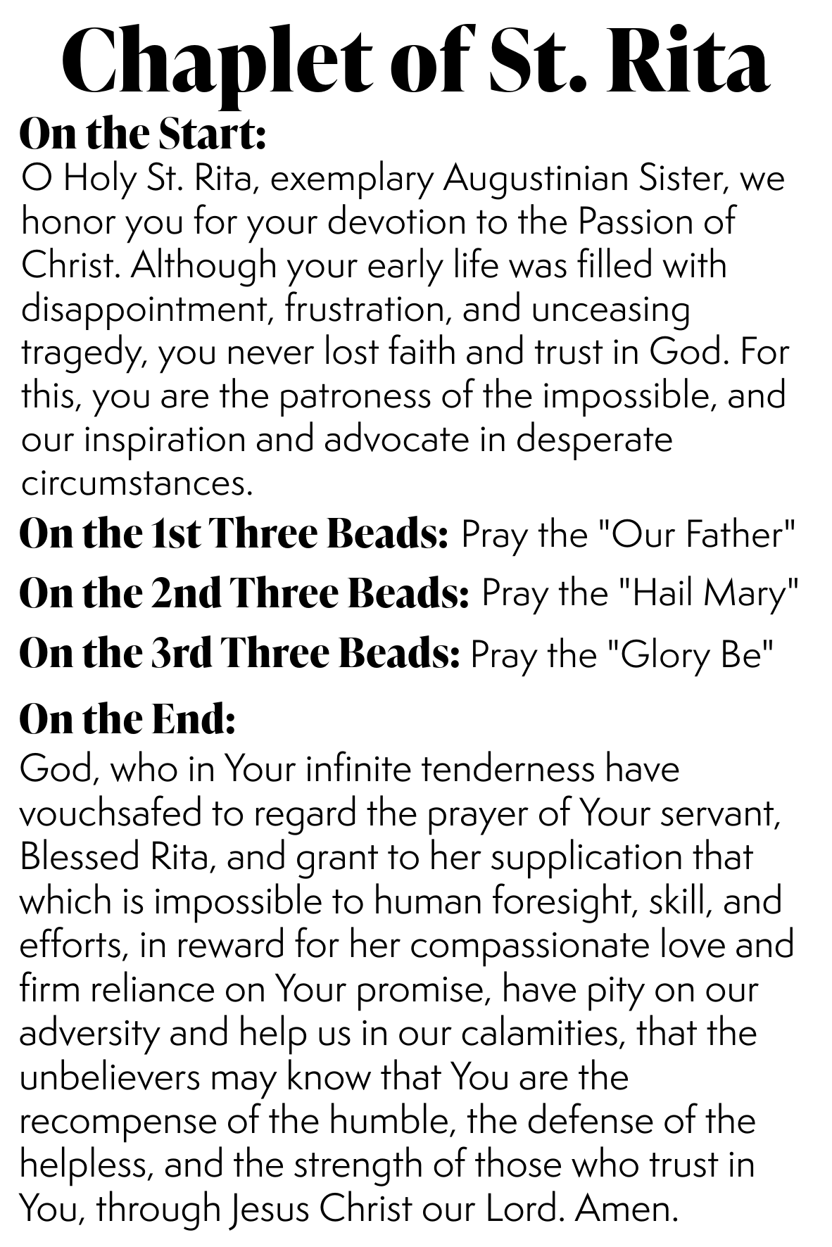 St. Rita of Cascia | Chaplet